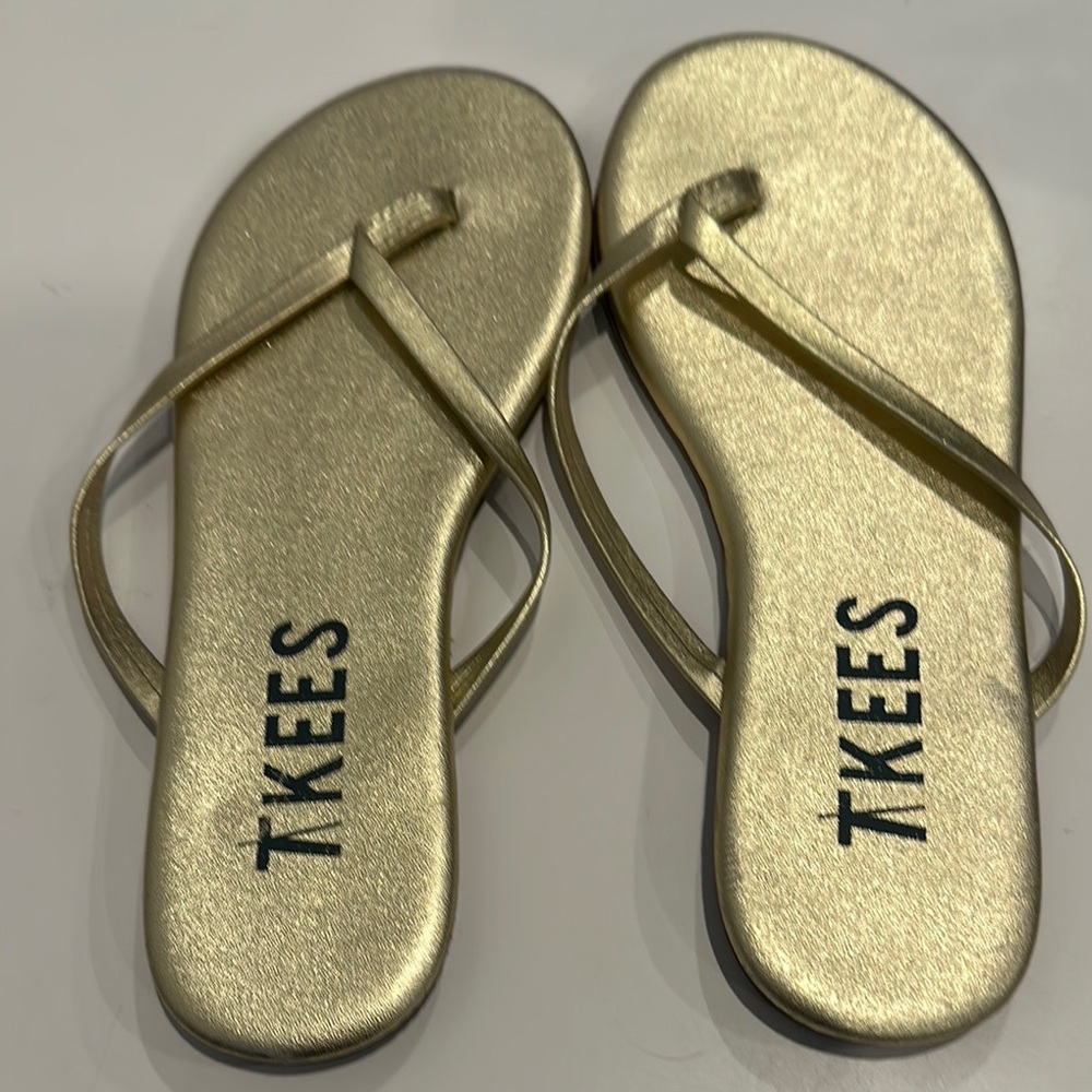 TKEES Gold Flip Flops
